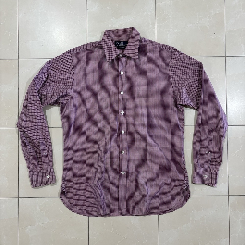 Vintage Polo Ralph Lauren Made In Italy Button Shirt Men's 15.5 Plaid OCBD